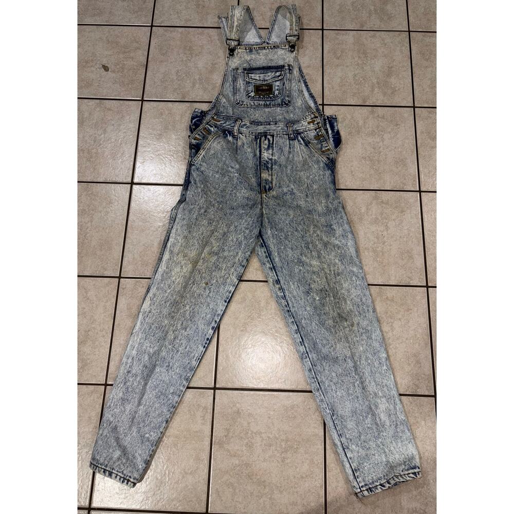 Vintage paco jeans overalls acid wash 90s denim. Inseam 32